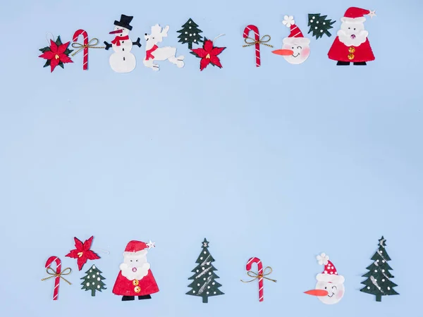 Decoración Navidad Con Espacio Copia Color Azul Vista Superior —  Fotos de Stock