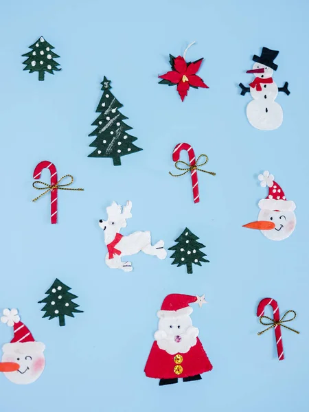 Decoración Navidad Con Espacio Copia Color Azul Vista Superior —  Fotos de Stock