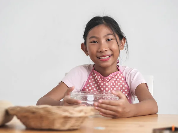 Asian Girl Preparing Making Bread Pizza Lifestyle Concept — Stock Photo, Image