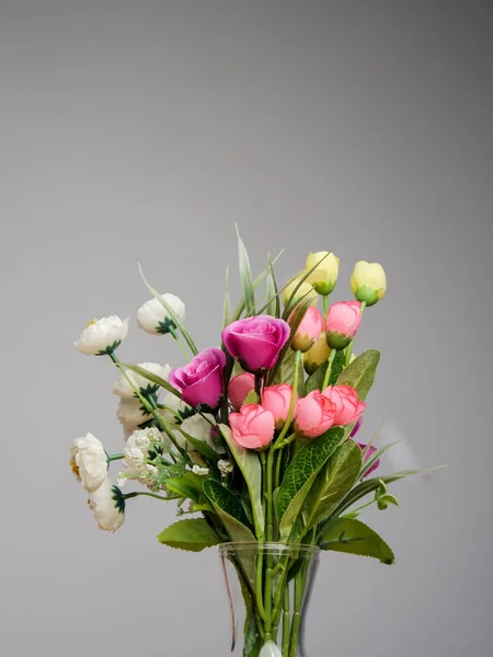 Flower Bouquet Jar Gray Background — Stock Photo, Image