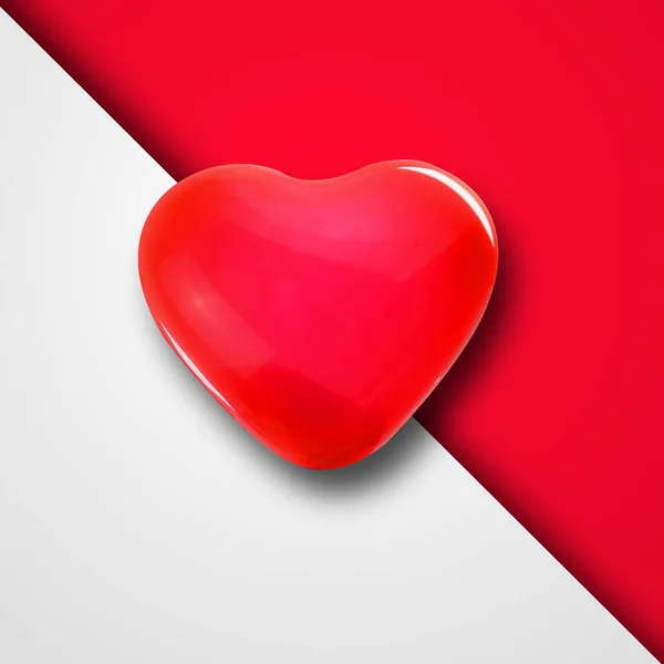 Μπαλόνι Κόκκινο Καρδιά Λευκό Και Κόκκινο Φόντο Έννοια Αγάπης — Φωτογραφία Αρχείου
