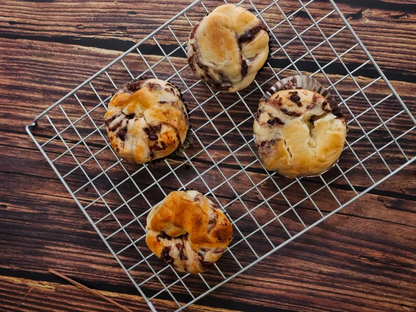 Pane Fagioli Rossi Fatti Casa Sul Tavolo Legno — Foto Stock