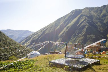 Doğada, Gürcistan, dağlarda yaz aylarında Borjomi kamp