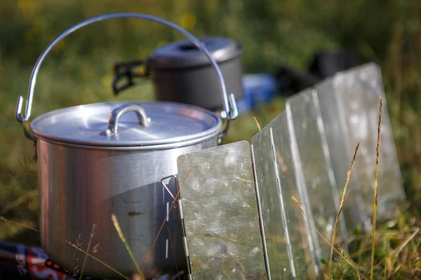 Cooking while Hiking on the burner in camping utensils