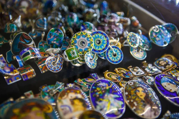 Cloisonne Esmalte Prata Jóias Geórgia Lembranças Para Turistas Produção Nacional — Fotografia de Stock