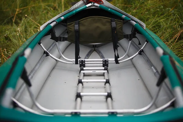 Process Assembling Repairing Kayaks Metal Skeleton Pvc Skin Wooden Aluminum — Stock Photo, Image