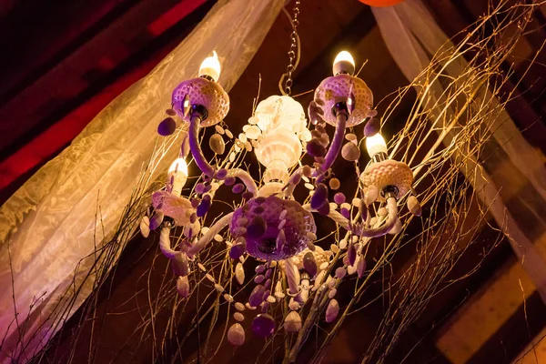Lustre Pendurado Tulle Wedding Lighting — Fotografia de Stock