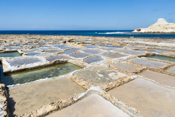 Isla Gozo Salinas Naturales Formaciones Piedra Caliza —  Fotos de Stock