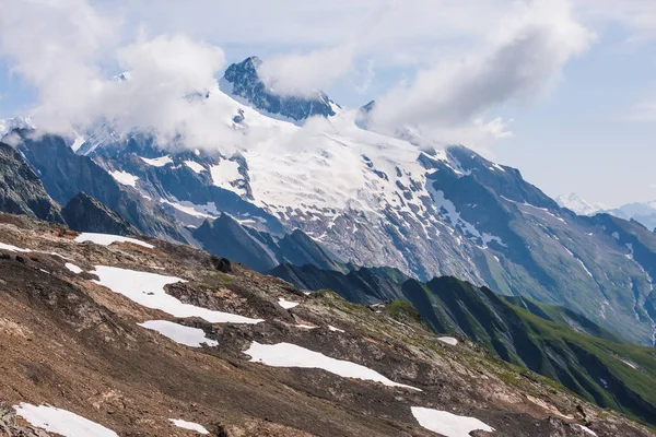 Mont Blanc Montanha Nevada Paisagem Rochosa Dia Ensolarado — Fotografia de Stock