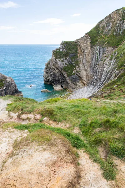 Limestone Foldings Stair Hole Chalk Cliffs Atlantic Ocean — Stock Photo, Image