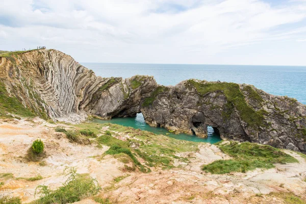Limestone Foldings Stair Hole Chalk Cliffs Atlantic Ocean — Stock Photo, Image