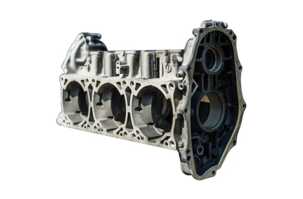 Разборка Трёхцилиндрового Двигателя Изолированного Белом Фоне Вырезкой — стоковое фото