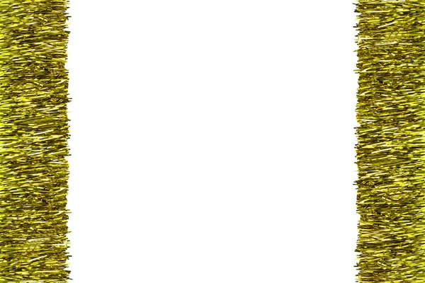 Рамка Золотої Мішури Ізольована Білому Тлі Відсічним Контуром Копіюванням Простору — стокове фото