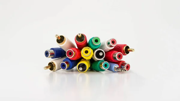 Audio and video cables for television and music players hi-fi. Isolated on a white background with a clipping path.
