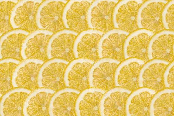 Modèle Fabriqué Partir Tranches Citron Frais Chevauchant Vue Aérienne Flatlay — Photo