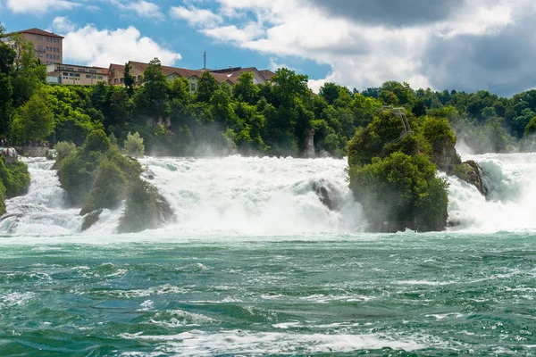 Neuhausen Rheinfall Swiss Juli 2019 Air Terjun Sungai Rhine Kota — Stok Foto