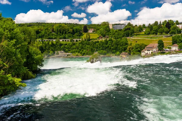 Neuhausen Rheinfall Swiss Juli 2019 Air Terjun Sungai Rhine Kota — Stok Foto