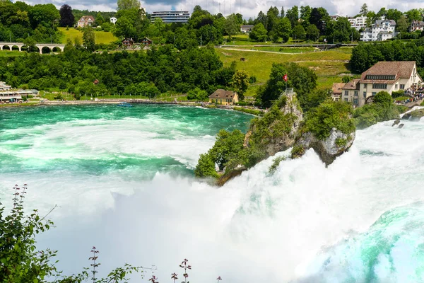 Neuhausen Rheinfall Suíça Julho 2019 Cachoeira Rio Reno Cidade Neuhausen — Fotografia de Stock