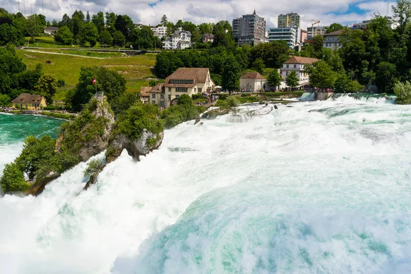 Neuhausen Rheinfall Swiss Juli 2019 Air Terjun Sungai Rhine Kota — Stok Foto