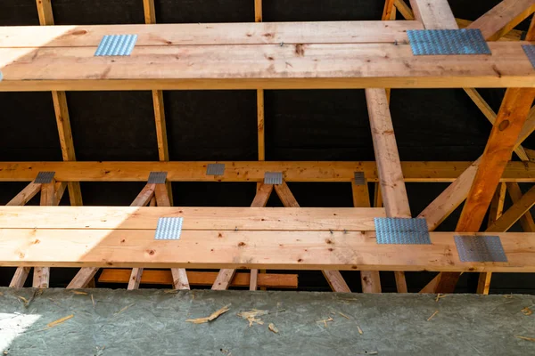 Fermetures Toit Recouvertes Une Membrane Sur Une Maison Individuelle Construction — Photo