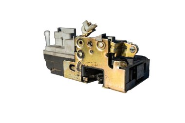 Otomatik kapı kilidi, aktüatör araba kapısı, bir kırpma yolu ile beyaz bir arka plan üzerinde izole.