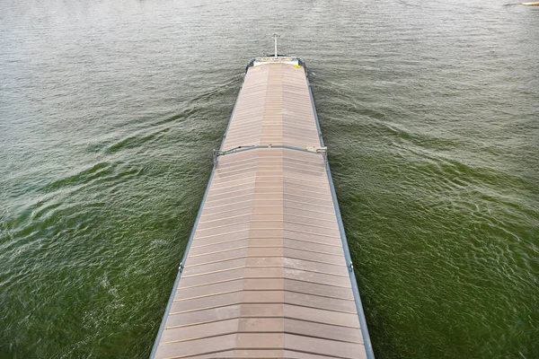 Uma Barcaça Carregando Carvão Com Porão Coberto Rio Reno Alemanha — Fotografia de Stock