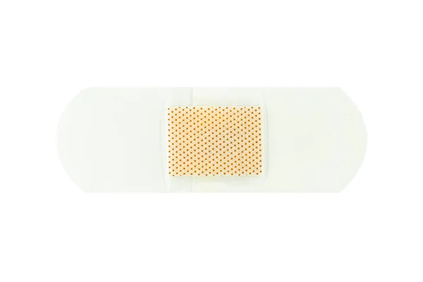 One white wound patches with brown gauze in the middle, isolated on a white background with a clipping path.