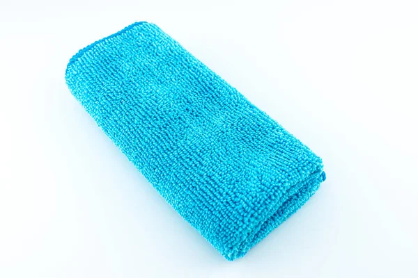 Tessuto Microfibra Azzurro Centro Isolato Sfondo Bianco Vista Dall Alto — Foto Stock