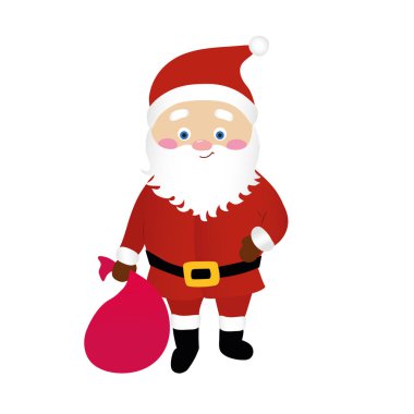 Beyaz arka planda, sevimli karakter hediyeler ile ihale izole karikatür Noel Baba vektör.