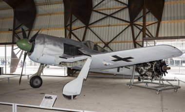 Le Bourget, Paris, Fransa-Mayıs 04,2017: Focke-Wulf Fw 190 türü A8 V1 (1939) Almanya'da Uzay Bilimleri Müzesi ve Havacılık Le Bourget