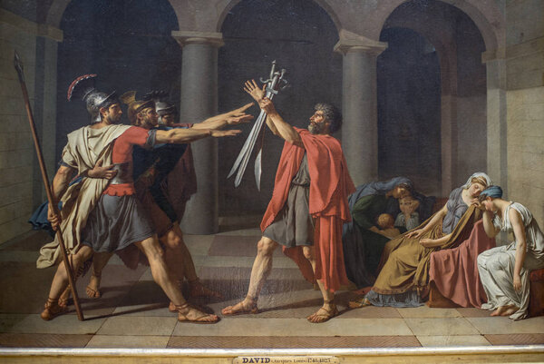   Paris; France- May 03; 2017: David (Jacques Louis) .Oath of the Horatii. 1784 год. Лувр
