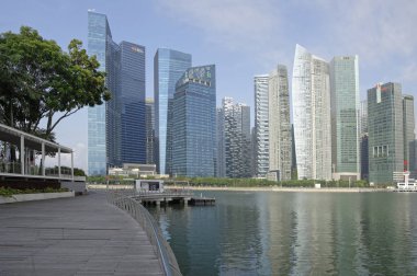  Singapore, Singapur-06 Ağustos 2018: Binalarda Collyer Quay, görünümünü