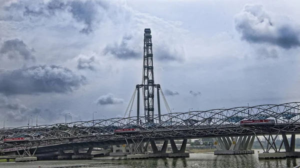 Singapore Singapore Augustus 2018 Uitzicht Brug Van Helix Van Marina — Stockfoto