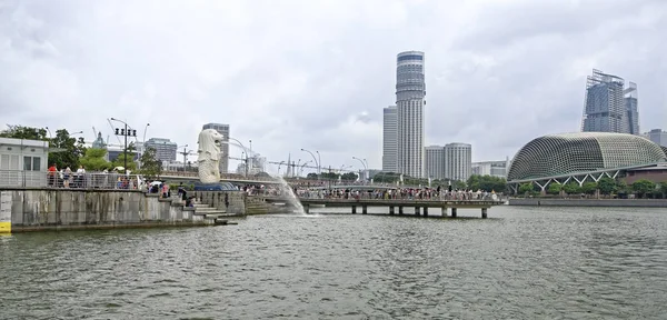 Singapour Singapour Août 2018 Merlion Dans Merlion Park Près Cbd — Photo