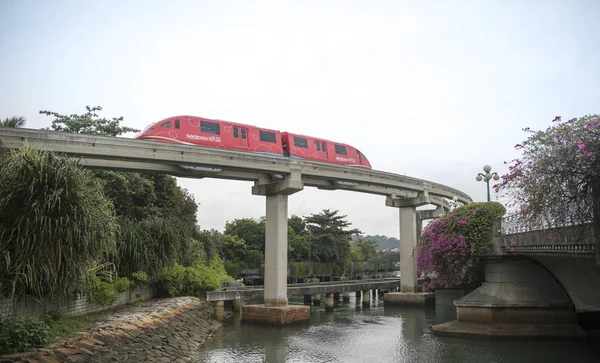 Singapore Singapore Augustus 2018 Monorail Trein Sentosa — Stockfoto