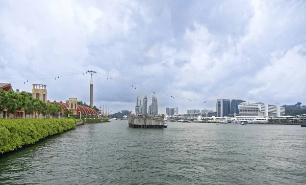 Singapur Singapur Srpna 2018 Pohled Průliv Singapur Sentosa Gateway — Stock fotografie