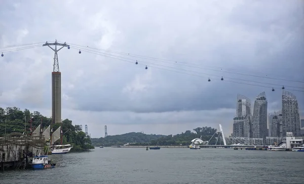 Singapore Singapore Augustus 2018 Uitzicht Straat Van Singapore Van Sentosa — Stockfoto