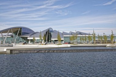  Rostov on Don, Rusya Federasyonu - Eylül 30,2018: Havaalanı Platov, uçuşlar için hazırlanıyor Dünya Kupası 2018.Passengers için inşa edilmiş. Yolcu uçuşları için hazırlanıyorlar. Araçlar bölge hareket ediyor