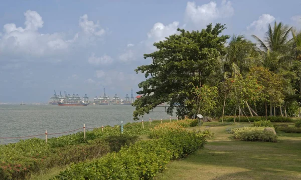 Singapur Singapur Agosto 2018 Vista Del Estrecho Singapur Desde Playa — Foto de Stock