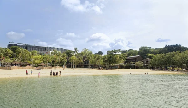 Singapur Singapur Agosto 2018 Vista Sentosa Palawan Beach Gente Descansando — Foto de Stock