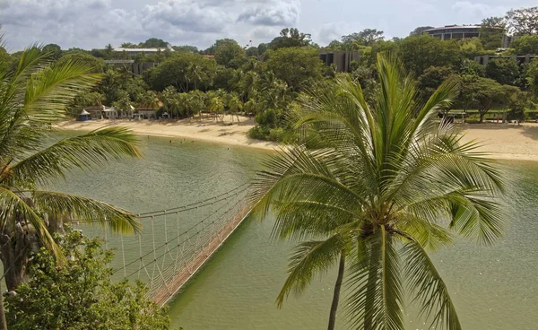 Singapur Singapur Agosto 2018 Vista Sentosa Palawan Beach Desde Isla — Foto de Stock