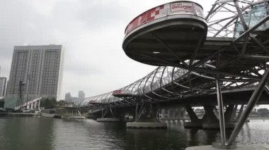 Singapore, Singapur-06 Ağustos 2018: Helix Bridge.On köprü vardır yayalar