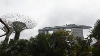  Singapore, Singapur-08 Ağustos 2018: Bahçeleri Bay tarafından. Ziyaret edenler parkta yürümek