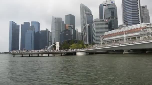 Singapur Singapur Srpna 2018 Merlion Merlion Park Poblíž Singapuru Cbd — Stock video