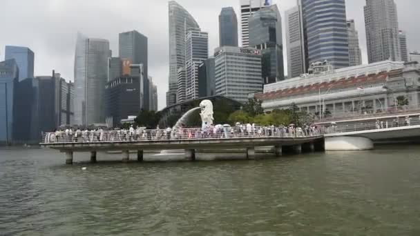 Singapore Singapore Augustus 2018 Merlion Merlion Park Buurt Van Het — Stockvideo