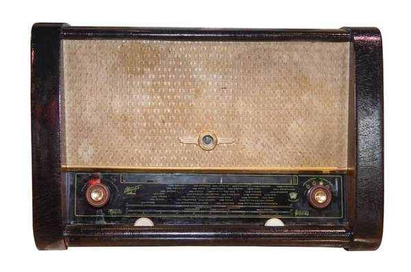 Récepteur de radio du milieu du XXe siècle - Isolé sur blanc — Photo