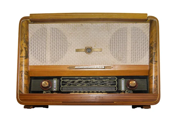 Rádiový přijímač v polovině 20tého století-izolovaný na bílém — Stock fotografie