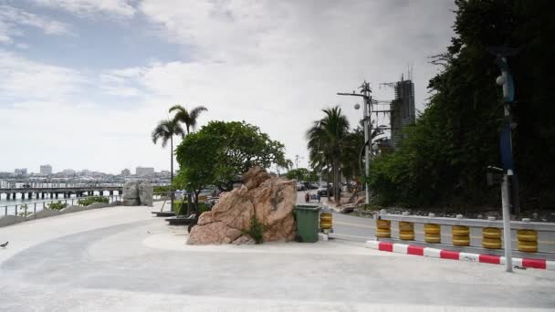 Pattaya Thailand View Beach Road Ships Anchored Bay Some Went — Stock Video