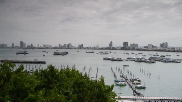 Pattaya Thailand View Beach Road Ships Anchored Bay Some Went — Stock Video