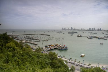 Siyam Körfezi manzarası ve Pattaya.Tayland - Eylül